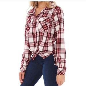 Nwt! Sanctuary boyfriend for life renegade plaid long sleeve button front